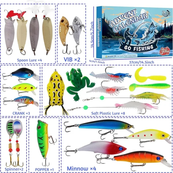 Fishing Tackle Advent Calendar Fishing Lures Set Fishing - Image 3