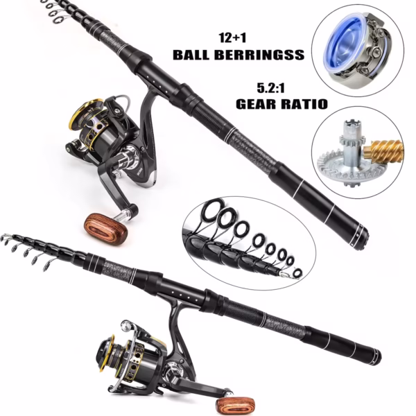 Fishing Rod & Lure Combo Set - Long Cast Saltwater Spinning Rod - Image 2