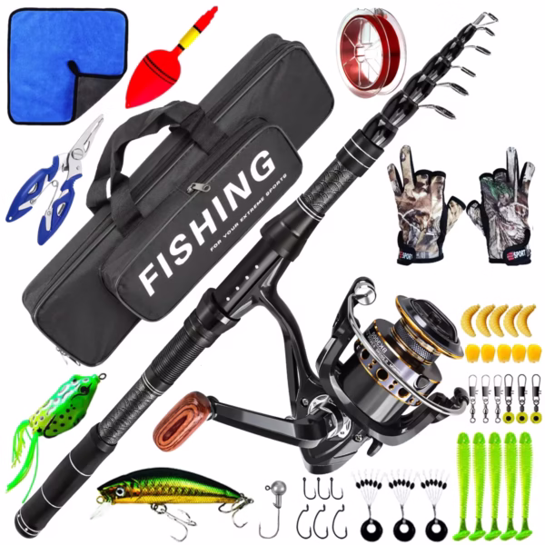 Fishing Rod & Lure Combo Set - Long Cast Saltwater Spinning Rod