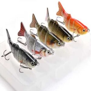 CrazyForFishing 5pcs Swimbait Lure Set 3D Eyes 6 Segmented
