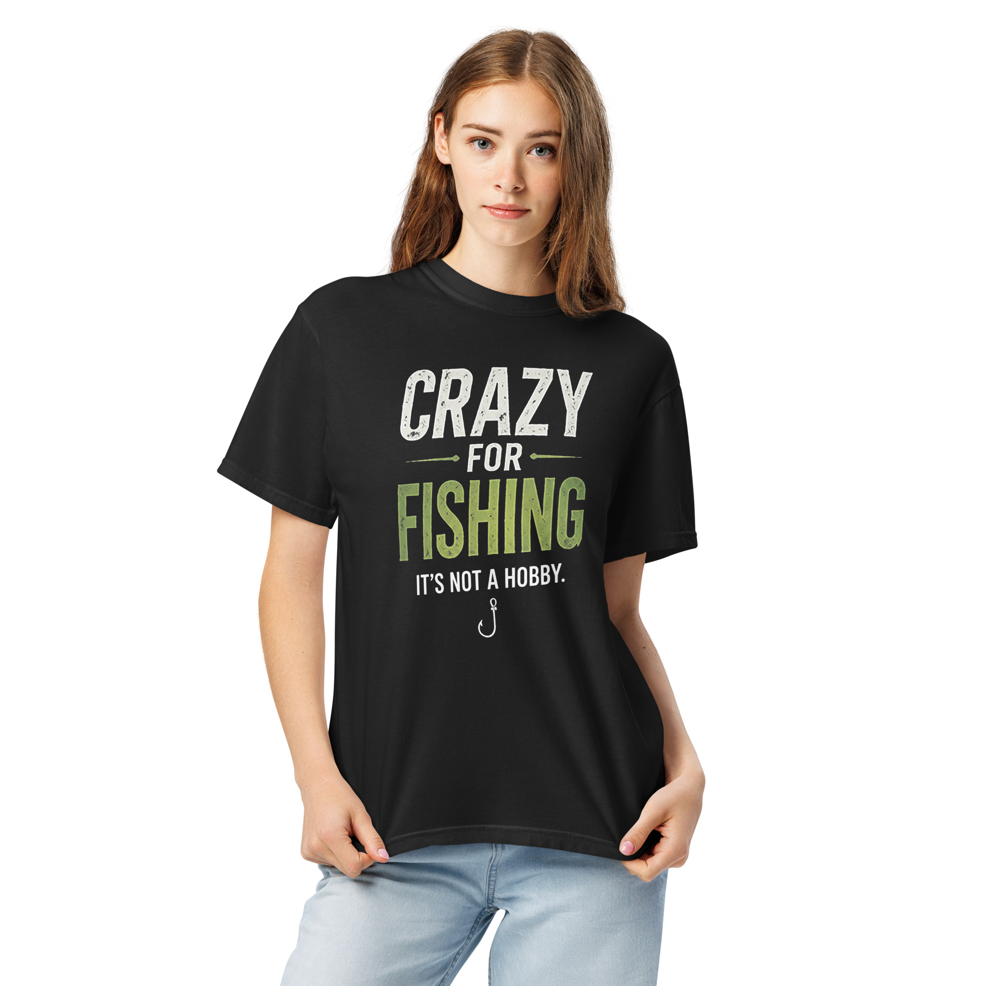Crazy For Fishing It's Not a Hobby Typographic Shirt – Vintage Apparel - Image 3