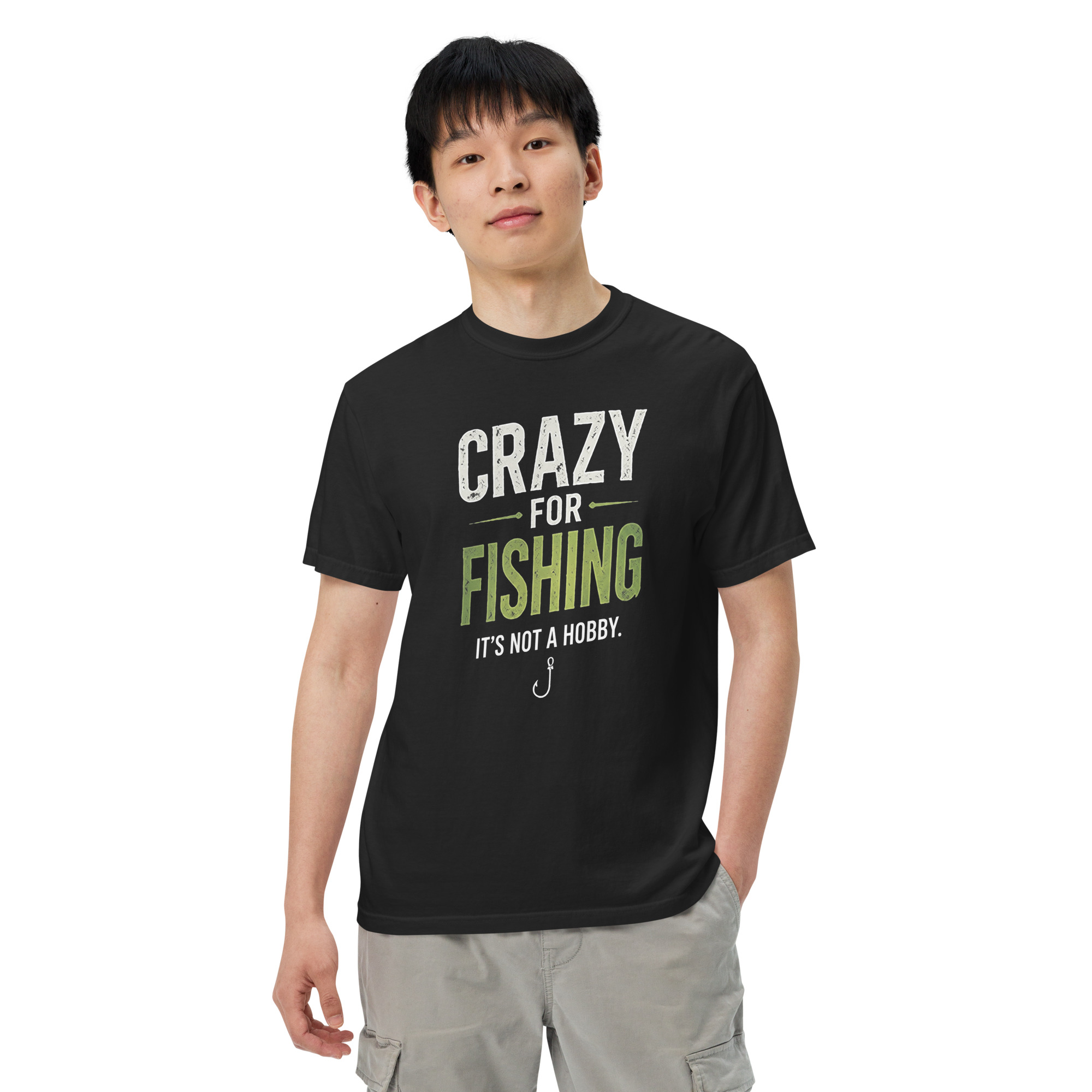 Crazy For Fishing It's Not a Hobby Typographic Shirt – Vintage Apparel - Image 7