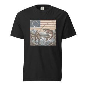 Vintage Fly Fishing Shirt | American Flag Mountain River Angler Apparel