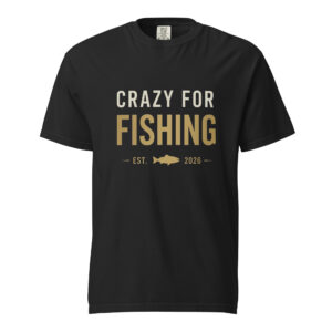Crazy For Fishing EST. 2026 Typographic Shirt – Black Edition Premium Apparel