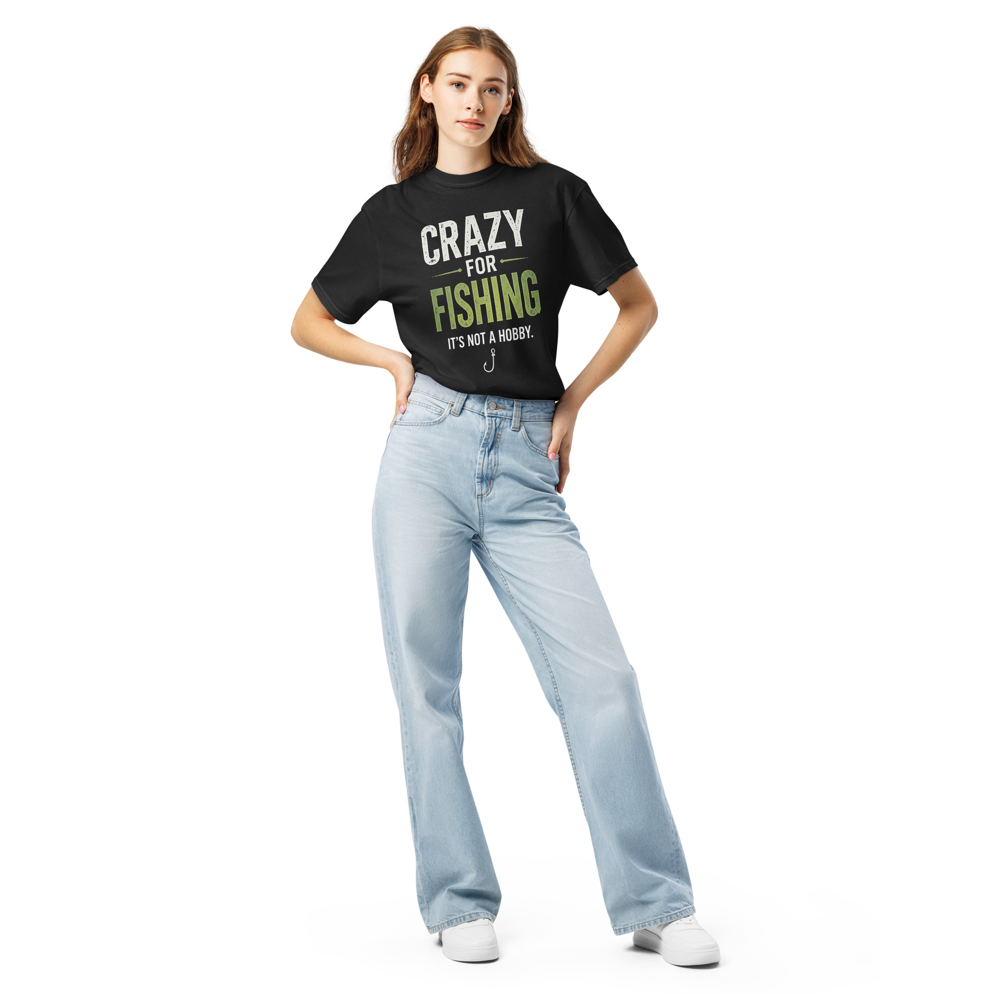 Crazy For Fishing It's Not a Hobby Typographic Shirt – Vintage Apparel - Image 4