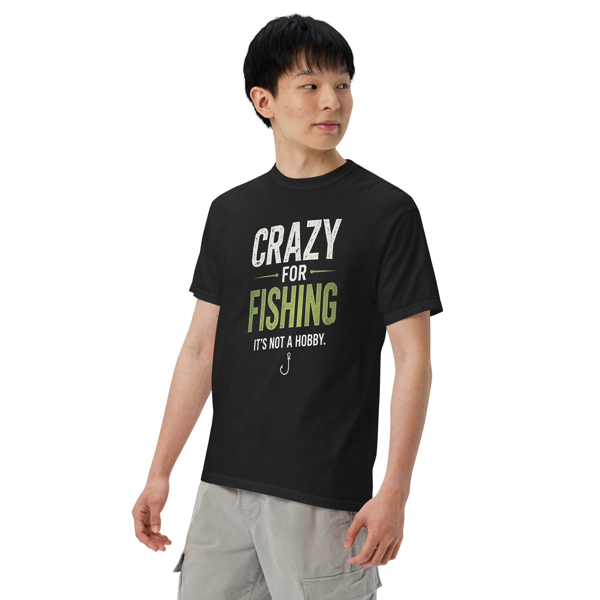Crazy For Fishing It's Not a Hobby Typographic Shirt – Vintage Apparel - Image 5