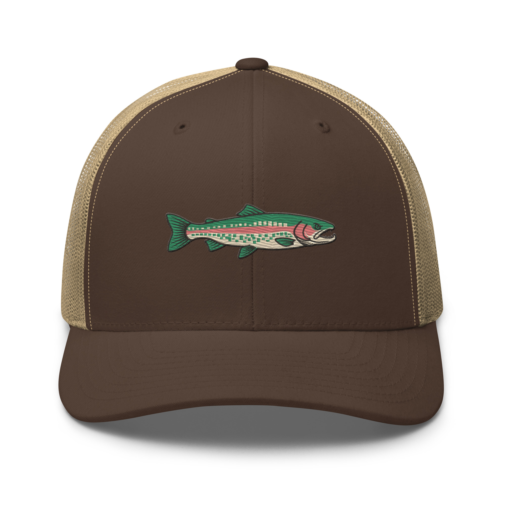 Heather Gray Pixelated Pattern Rainbow Trout Hat - Image 9