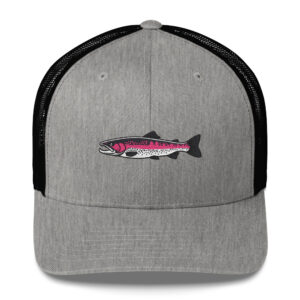 Heather Gray Bold Pink Stripe Rainbow Trout Hat