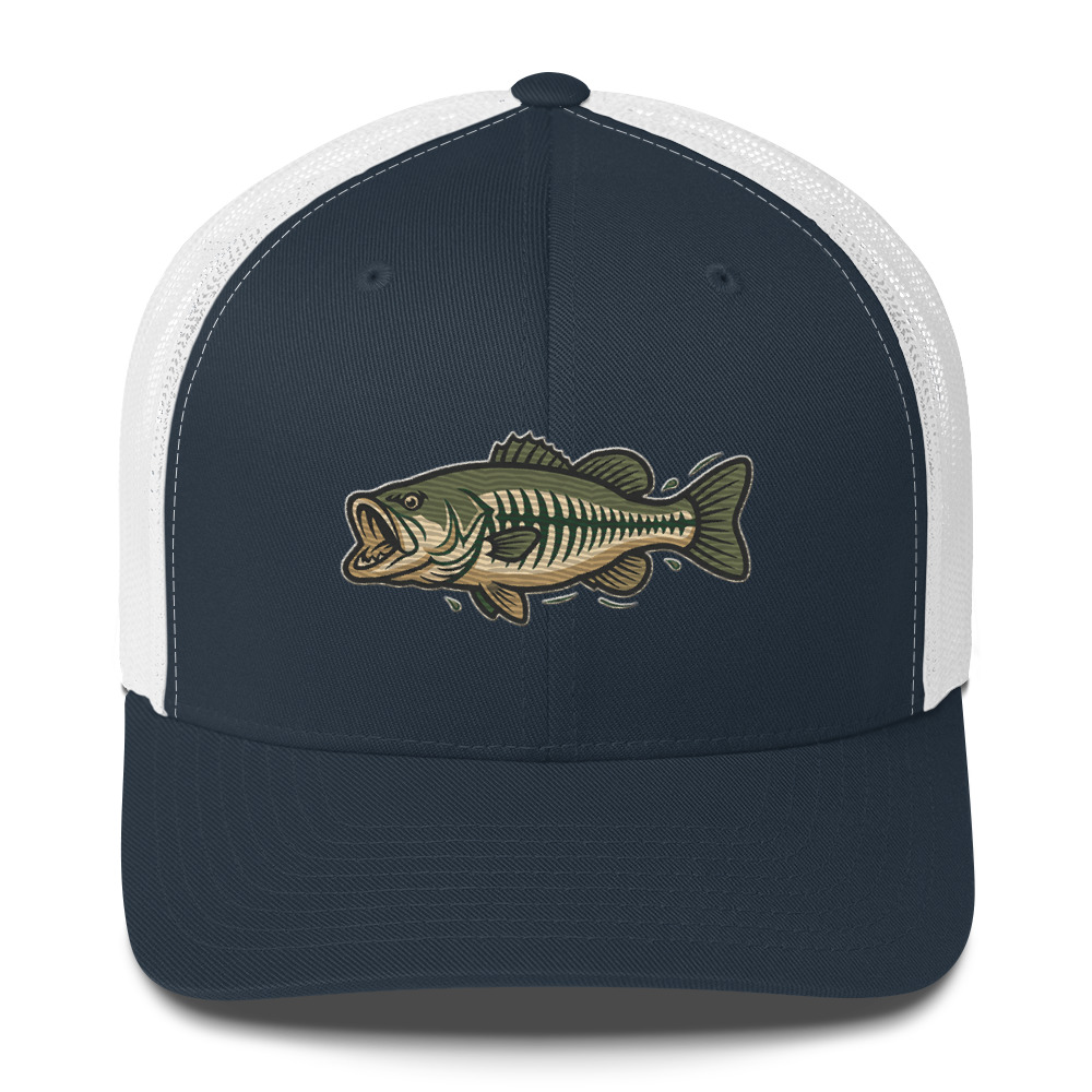 Olive Khaki Skeleton Bass Hat - Image 3