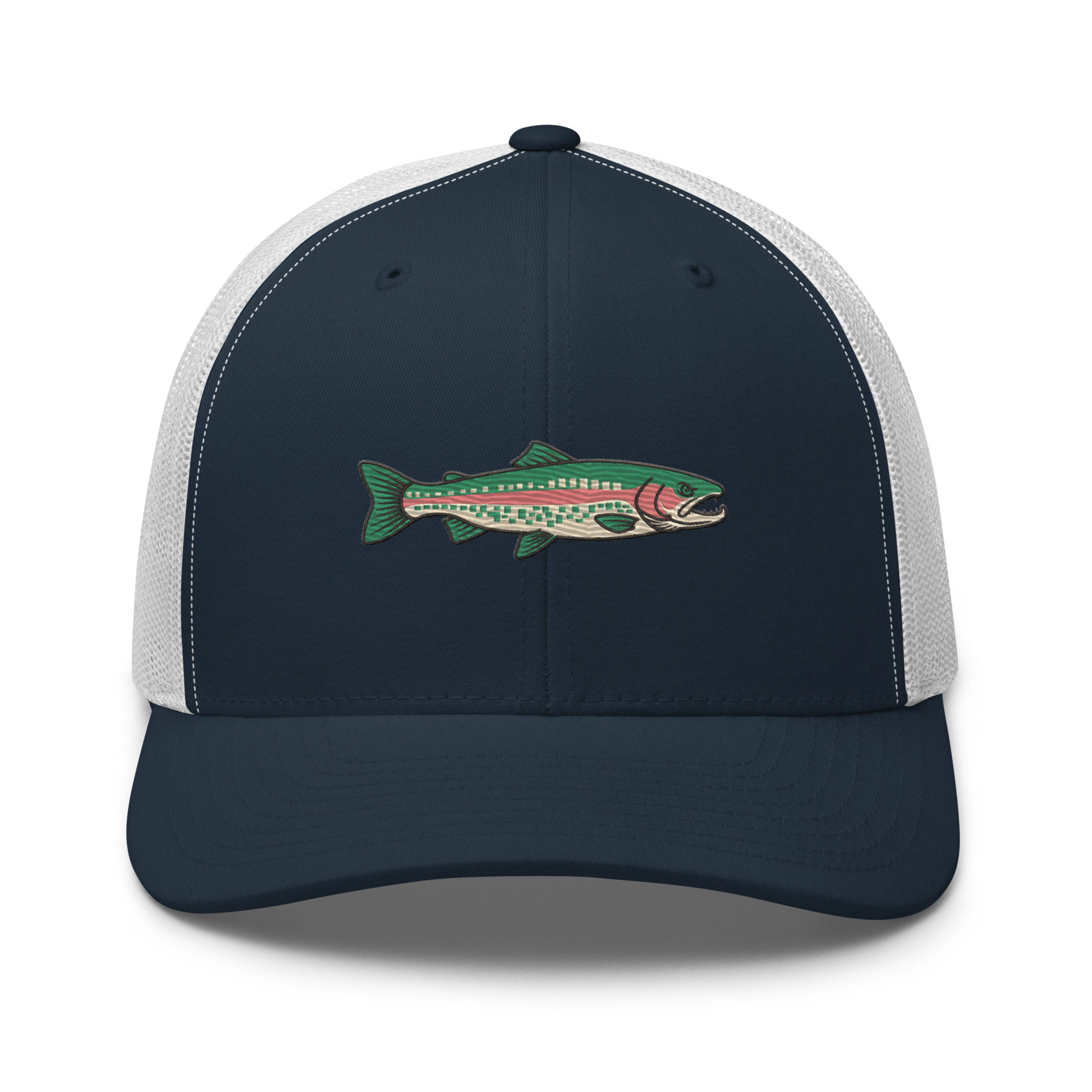 Heather Gray Pixelated Pattern Rainbow Trout Hat - Image 2