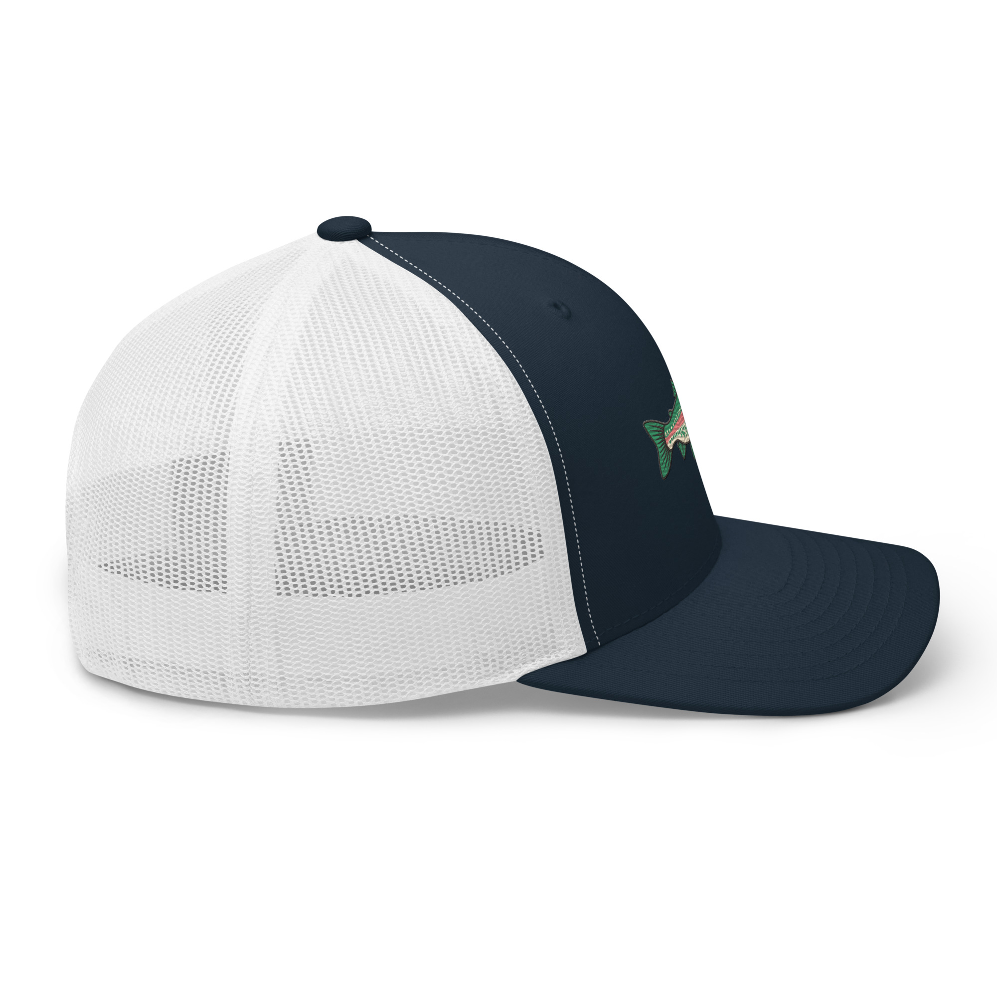 Heather Gray Pixelated Pattern Rainbow Trout Hat - Image 4