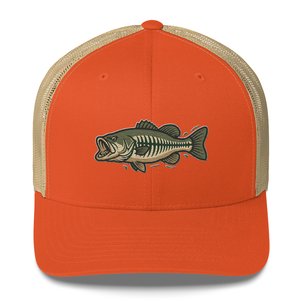 Olive Khaki Skeleton Bass Hat - Image 7