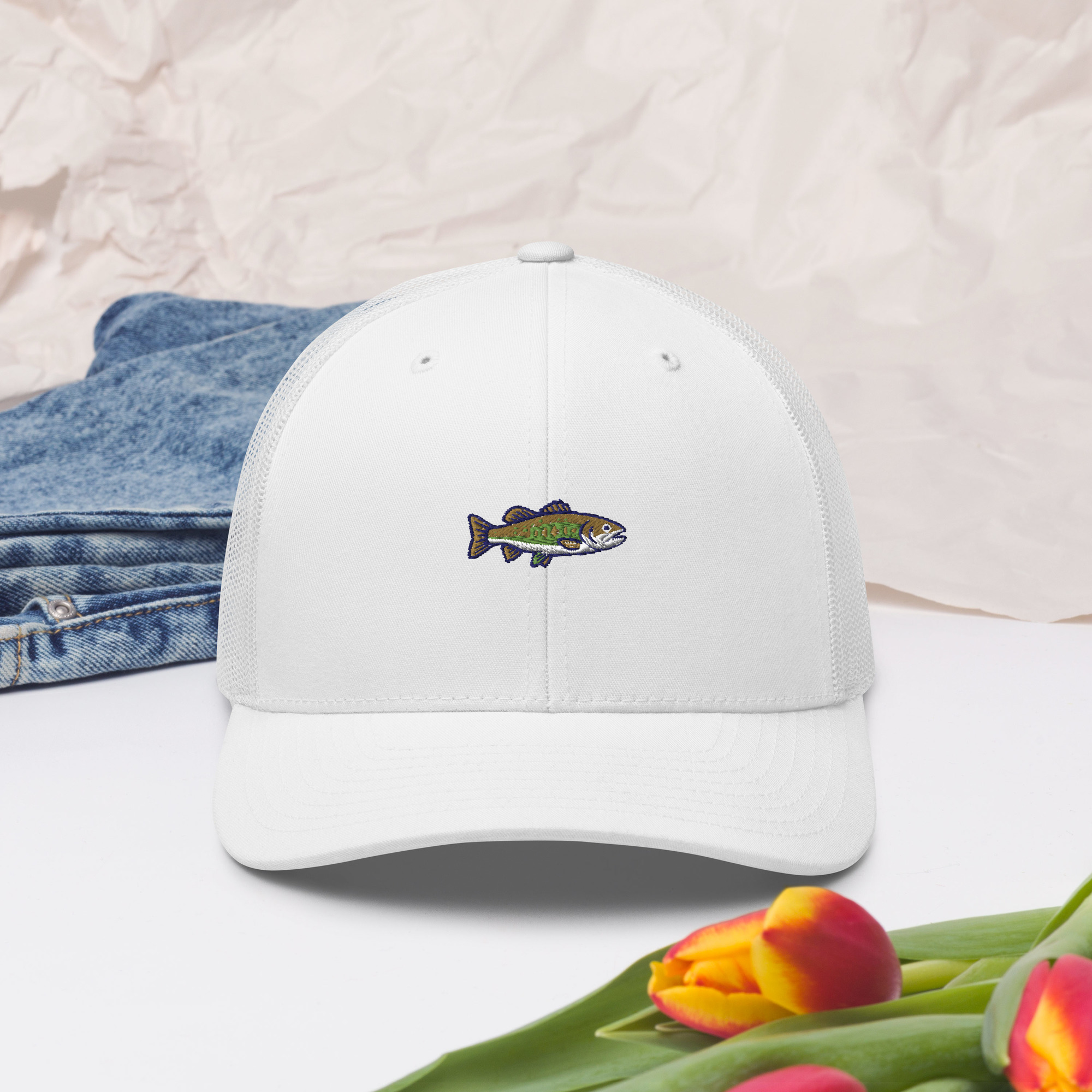 Smallmouth Bass Angler Hat - Yupoong 6606 Embroidered Trucker Cap - Image 5