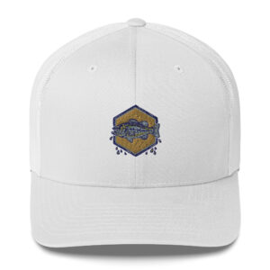 Hexagon Badge Bass Fishing Hat - Yupoong 6606 Embroidered Trucker Cap