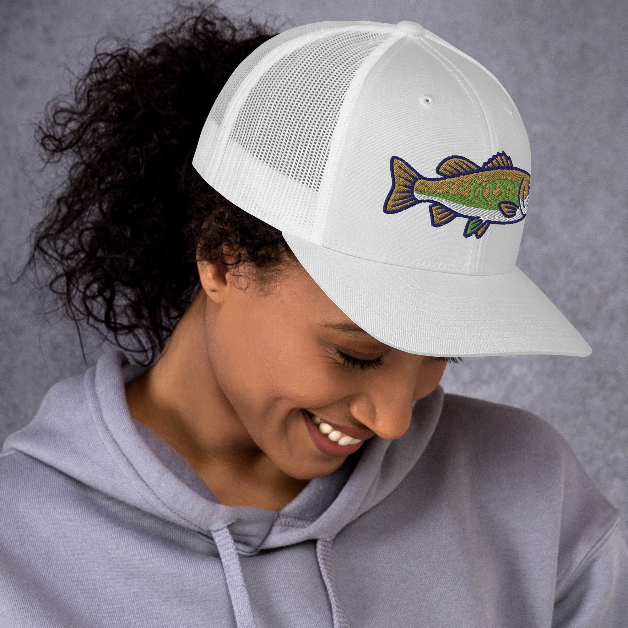 Smallmouth Bass Angler Hat - Yupoong 6606 Embroidered Trucker Cap - Image 8