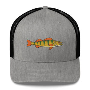 Vibrant Orange Fin Perch Fishing Hat – Embroidered Trucker Cap
