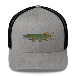 Open Mouth Pike Fishing Hat – Embroidered Trucker Cap