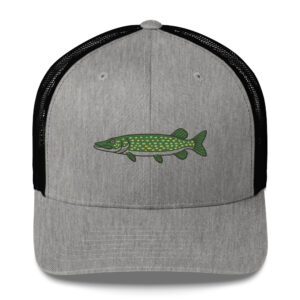 Dotted Pattern Pike Fishing Hat – Embroidered Trucker Cap