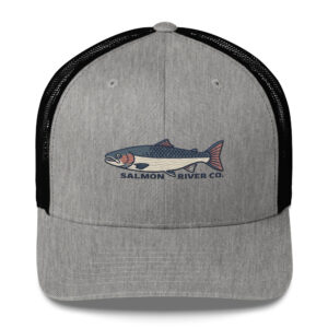 Salmon River Fishing Hat with embroidered salmon
